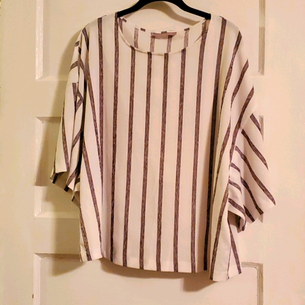 Striped poncho blouse - feels like linen!